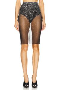 Юбка миди из кристальной сетки Alex Perry, черный