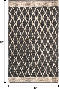 Ковер SAFAVIEH, 122 x 183 см, из коллекции натуральных волокон, Charcoal, ручной работы бохо марокканский узор Trellis из джута, идеален для помещений с высокой проходимостью: прихожая, гостиная, спальня (NF951H)