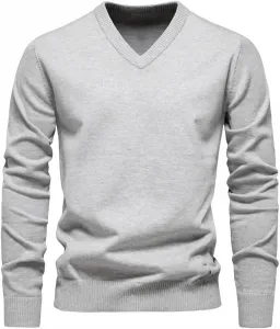 Мужской хлопковый пуловер с V-образным вырезом