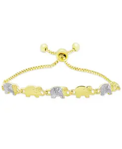 Браслет-Боло с бриллиантами в форме слона, регулируемый, из золотой пластины Macy'S, gold