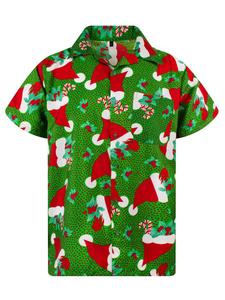 Рубашка на пуговицах классического кроя King Kameha Christmas Hats, зеленый