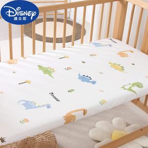 Disney Простыня на резинке из чистого хлопка для новорожденных, 110х65х6 см, принт Happy Little Dinosaur