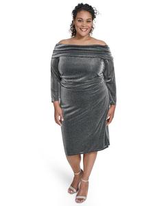 Платье-миди большого размера с блестками, вязаное Vince Camuto, Black