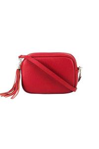 Маленькая сумка через плечо с изображением камеры и кисточкой из натуральной итальянской кожи с подвеской Kitise, красный