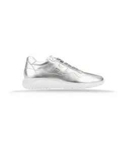 Кроссовки из ламинированной кожи со шнуровкой Hogan, серый