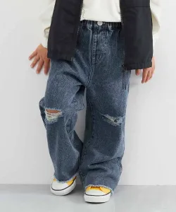 Джинсы прямого кроя с химической обработкой для детей, мальчиков и девочек, весна/лето 2026 Devirock, цвет 001-Chemical Navy