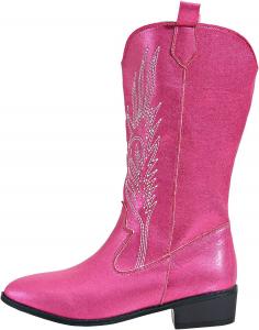 Женские ковбойские сапоги IWIHMIV с западным стилем, ботильоны с массивным каблуком, повседневные сапоги средней высоты с заостренным носком, Hot Pink