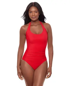 Женский слитный купальник Rock Solid Utopia на косточках с утягивающим эффектом живота Miraclesuit, красный