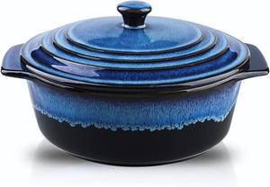 Форма для запекания KOOV керамическая с крышкой 1,9 л, синий