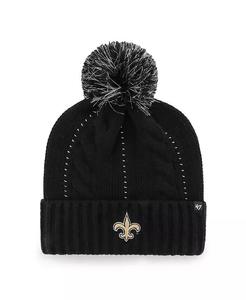 Женская черная вязаная шапка с манжетами New Orleans Saints Bauble с помпоном '47 Brand