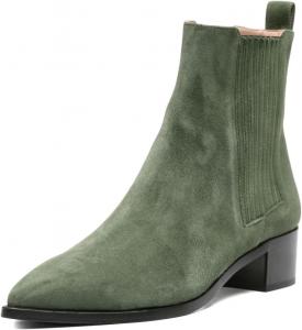Женские ботильоны на низком каблуке с эластичной вставкой, зауженный носок, удобные ботинки для работы, свиданий и праздников, размеры 4-16 US Wo wagas, Green