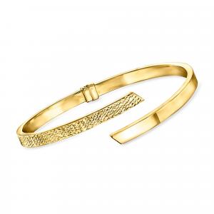 Браслет-манжета Ross-Simons Italian из 14-каратного желтого золота с бриллиантовой огранкой и полировкой Ross-Simons, 8 In