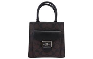 Кожаная сумка через плечо с кожаными вставками, кроссбоди, женская сумка Coach цвета хаки и черного