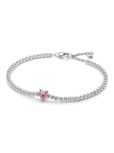 Теннисный браслет с розовым сверкающим сердцем Pandora, серебро 925 пробы
