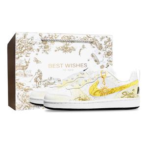 Court Borough устойчивые к истиранию дышащие низкие детские кроссовки для скейтбординга Unisex Nike, белый and желтый