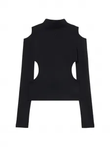 Элегантный свитер с длинными рукавами и вырезами "метеор" Off-White, черный