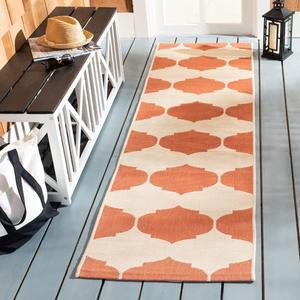 Ковер SAFAVIEH, 69 x 244 см, Washable Rug Outdoor Courtyard Collection - ковер-дорожка, бежевый и терракотовый, без линьки и легкий в уходе, идеально для патио, прихожей, гардеробной, коридора, кухни (CY6162-231)