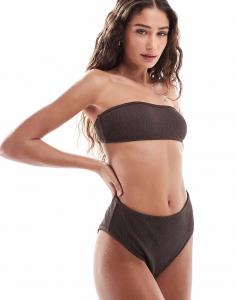 Комплект из бикини-топа-бандо с мятым узором, коричневого цвета 4Th & Reckless