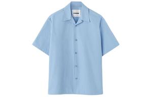 Рубашка с коротким рукавом и вырезом на воротнике JIL SANDER, синий