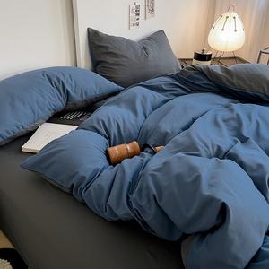 AVIVI Комплект постельного белья 4 предмета, простыня на резинке 180x220 см, ультрамягкое, сапфирово-серый