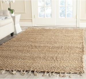 Ковер SAFAVIEH, 275 x 275 см, Natural Fiber Collection, Natural, ручной работы в стиле фермерского дома с бахромой из джута, идеально подходит для помещений с высокой проходимостью в гостиной, спальне (NF733A)