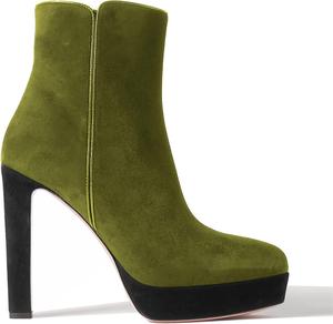 Ботильоны FOWT Chunky с круглым носком, короткие ботинки с боковой молнией, высокие каблуки-стилето для женщин, замшевые ботильоны для повседневной носки, работы, вечеринок и танцев, размер 4-16 US, Green