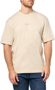 Мужская хлопковая футболка BOSS Tonal Center Logo, Peyote Beige