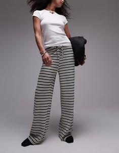 Широкие брюки Topshop с фактурной полоской в ​​монохромном исполнении