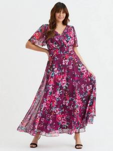 Платье макси Isabelle Floral с рукавами-фонариками Scarlett & Jo, Magenta Pink Floral