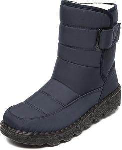 Женские зимние ботинки KISSOURBABY с меховой подкладкой, водонепроницаемые снежные ботинки, темно-синий