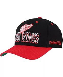 Мужская черно-красная кепка Detroit Red Wings Backside Script Two-Tone Pro Crown Adjustable Mitchell & Ness