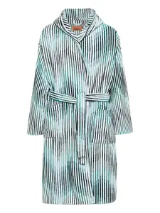 Халат в рубчик с узором зигзаг Missoni Home, синий