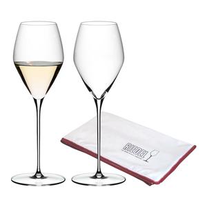 RIEDEL КОМПАНИЯ ПО ПРОИЗВОДСТВУ БОКАЛОВ Бокал для белого вина Sauvignon Blanc Gläser + полировальная салфетка Veloce 347 мл, набор из 2 прозрачных штук Riedel The Wine Glass Company, прозрачный
