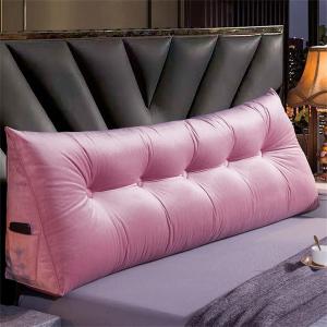 Декоративная подушка для изголовья кровати размера Queen, треугольная, для поддержки спины и чтения, подушка-клин для изголовья, подходит для двухъярусной кровати-реклайнера со съемным чехлом (Цвет: розовый1, Размер: 39 дюймов/100 см) COZMAX, Pink1