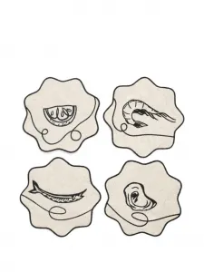 Набор line drawing из четырех льняных подставок, 15,2х15,2 см, Misette, нейтральные цвета