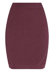 Вязаная мини-юбка в рубчик Balmain, фиолетовый