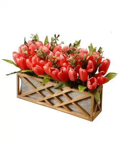 20 кашпо с розовыми тюльпанами National Tree Company, red