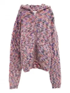 Вязаная худи на молнии с капюшоном ERL, розовый