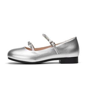 Туфли Мэри Джейн на плоской подошве 2 см, женские, серебристые WARRIOR, Silver