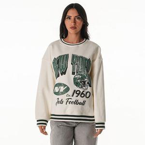 Женский оверсайз свитшот New York Jets из френч терри кремового цвета The Wild Collective