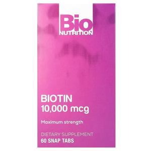 Биотин, максимальная сила, 10 000 мкг, 60 таблеток Snap Bio Nutrition