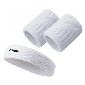 Комплекты защитной экипировки LiNing для бега, баскетбола, йоги и активного отдыха, унисекс, базовое защитное снаряжение., sports moisture-wicking set[galaxy белый wrist guards*2+белый hair band]