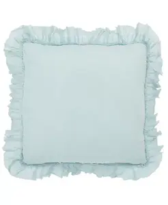 Декоративная наволочка из чистого льна с гофрированной бахромой, 22 x 22 дюйма Ihi Home, iceblue