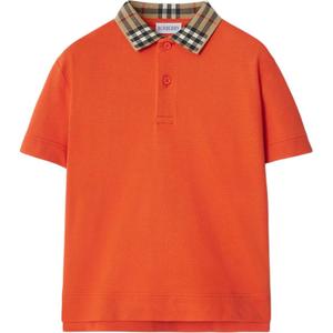 Burberry Поло с коротким рукавом в полоску с пуговицами оранжевое Kids'