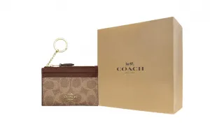 COACH Узкий чехол для айди из искусственной кожи с держателем для пластиковых карт миниатюрный женский коричневый желтый и коричневый, Gift Box Set (Basic Set+Yellow Box)