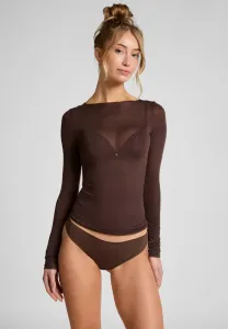 Очень мягкая блузка с длинными рукавами и вырезом-лодочкой. Hunkemöller, Brown