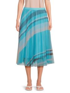 Юбка миди с абстрактным принтом и складками Wdny, синий