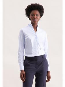 Приталенная блузка с воротником-стойкой светло-голубого цвета Seidensticker