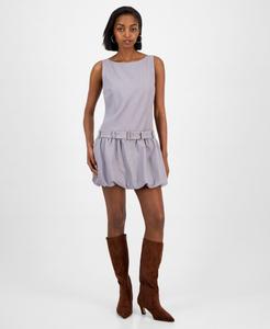 Женское мини-платье с поясом и пышным подолом Bar III, Mercury Grey