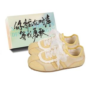 Дышащие низкие кроссовки для скейтбординга для женщин JimiXiong, Yellow+Shoe Box
